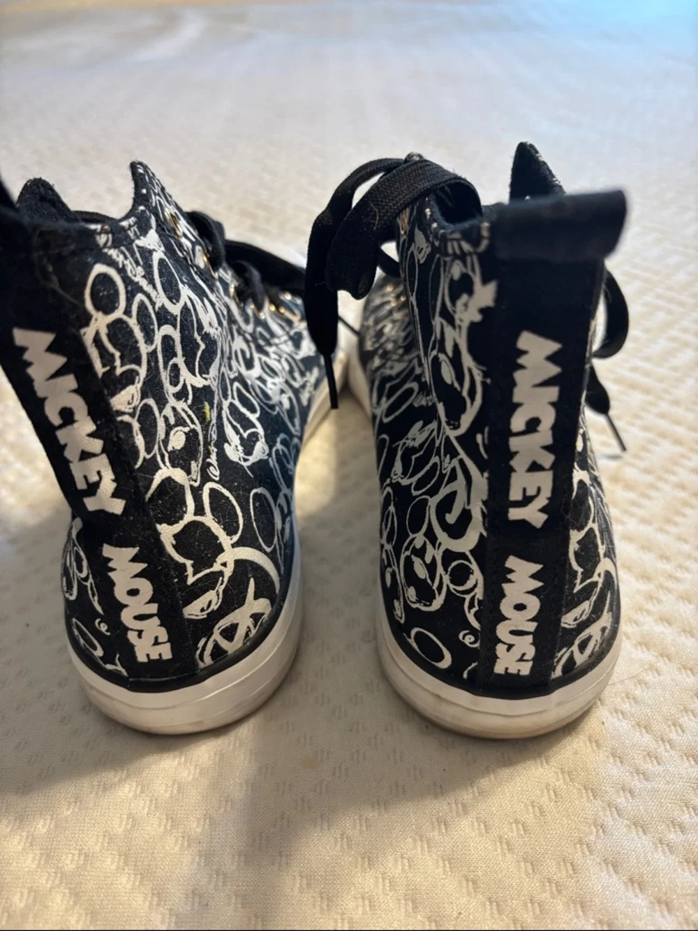 Black Patterned High-Top Lace-Up Sneakers